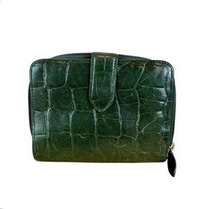 Ghurka | Green Crocodile Wallet with Snap Closure
